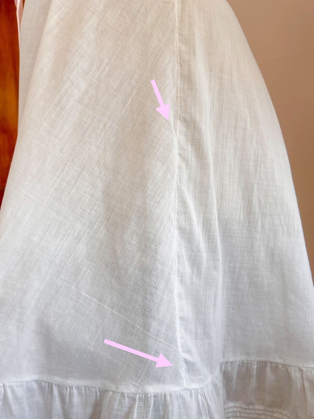 Edwardian White Lace Underdress with Pink Silk Ribbon Size XS - Picture 13 of 15